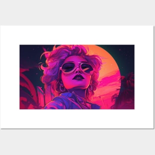 Retrofuturistic Babe Aviator 80s Posters and Art